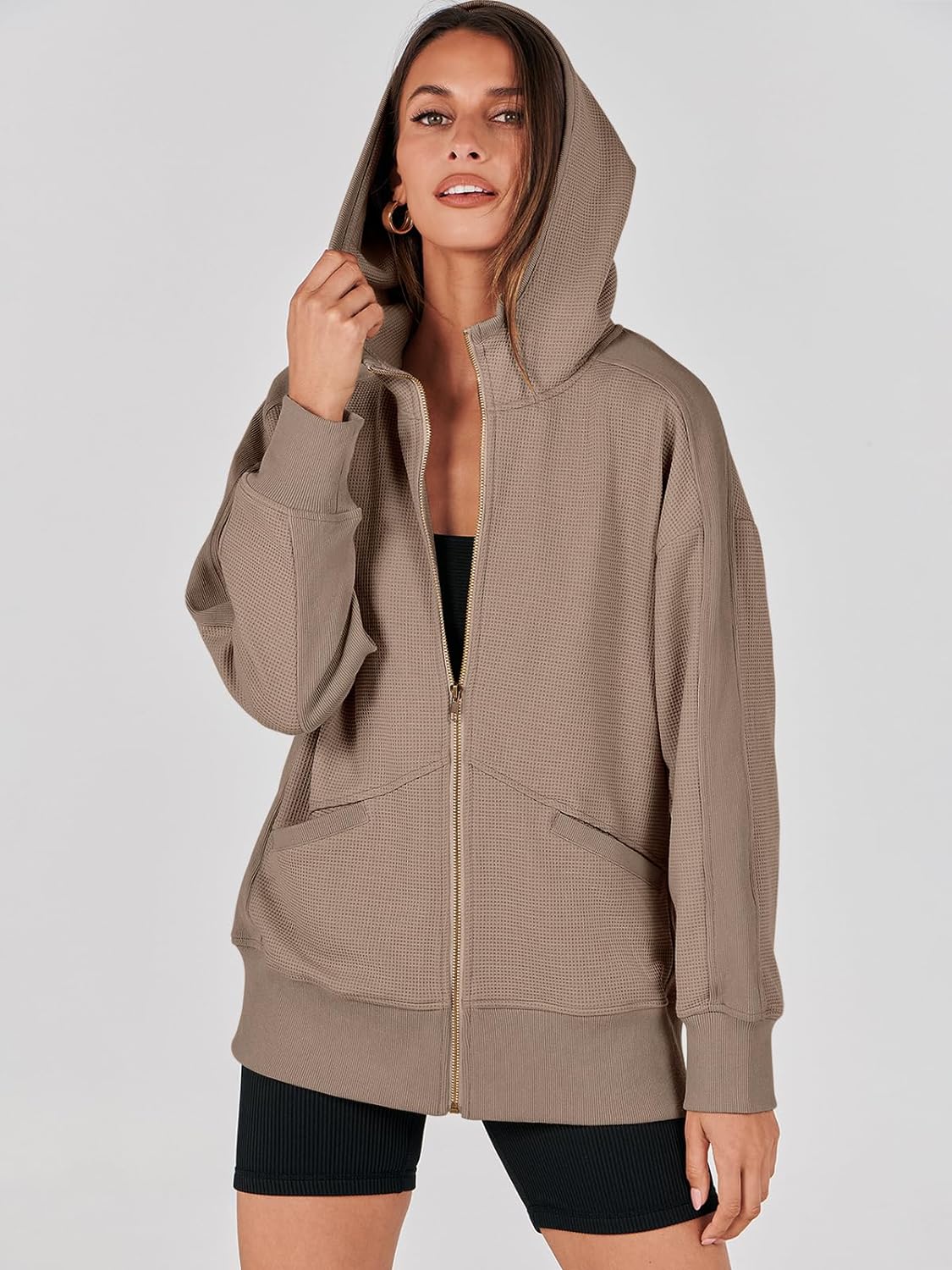 Waffle Knit Casual Jackets Outerwear