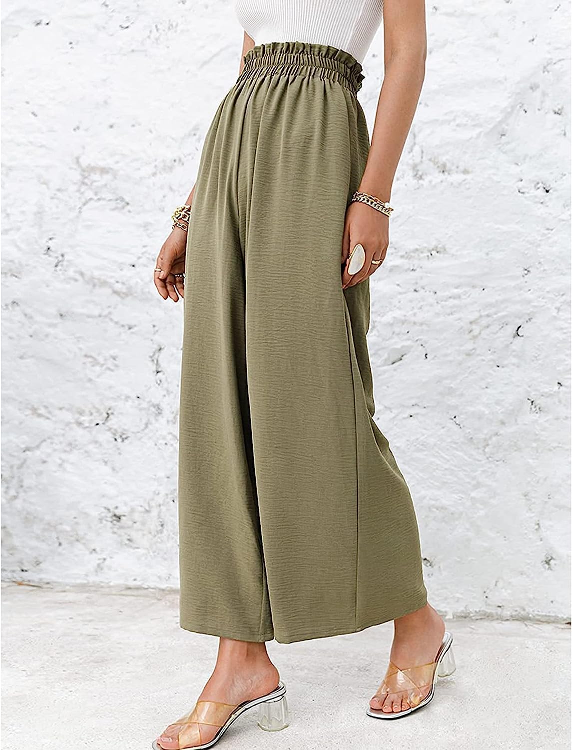 Women High Waisted Straight Wide Leg Pants