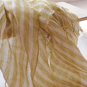 Yellow striped French scarf spring and summer sunscreen women and men shawls fringed thin women