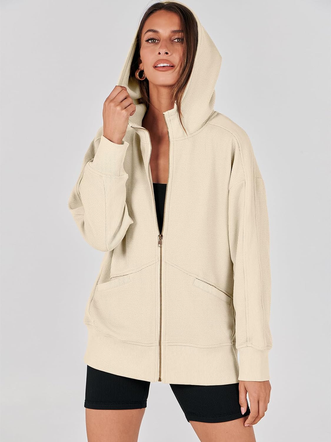 Waffle Knit Casual Jackets Outerwear