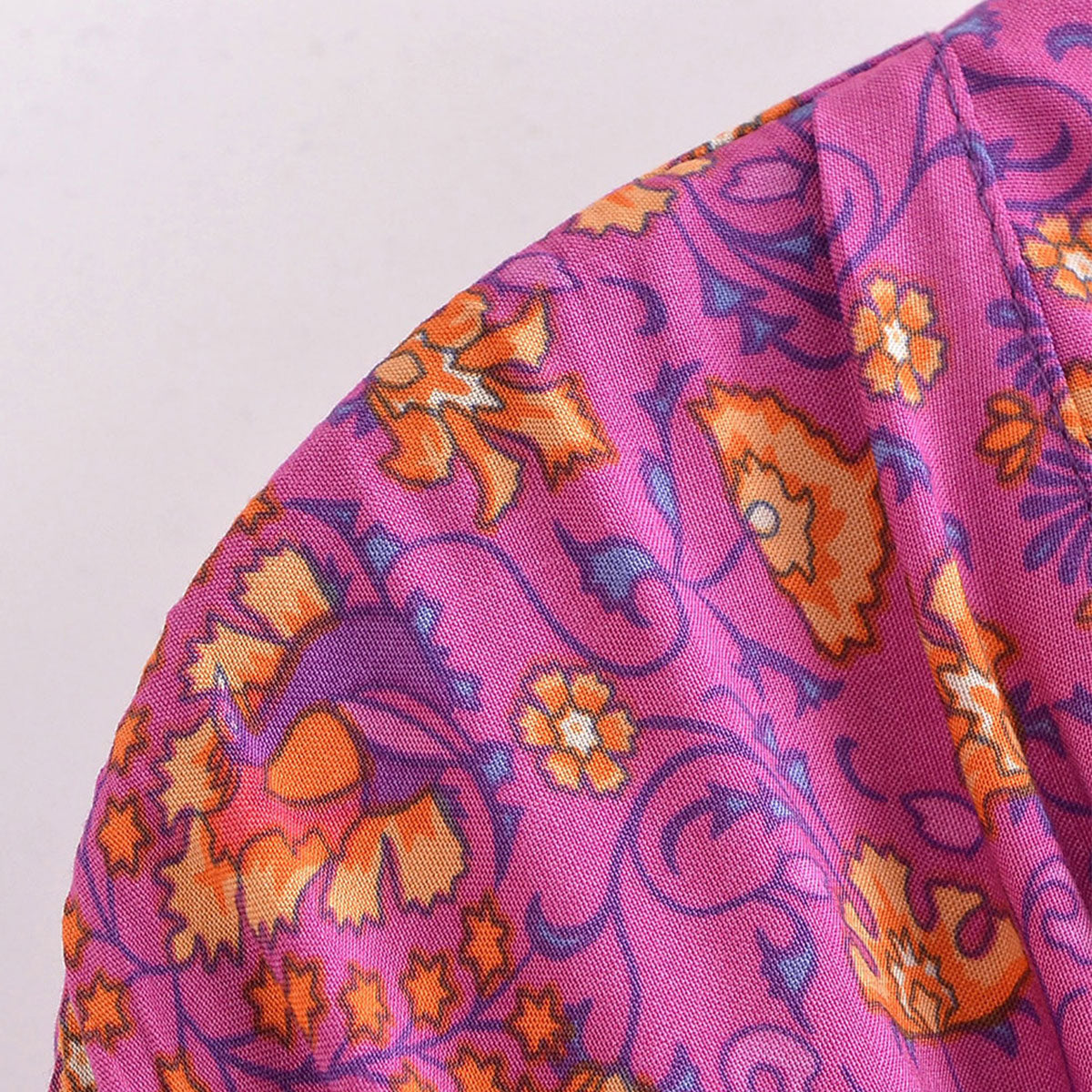 Forever Fuchsia Boho Floral Print Short Robe