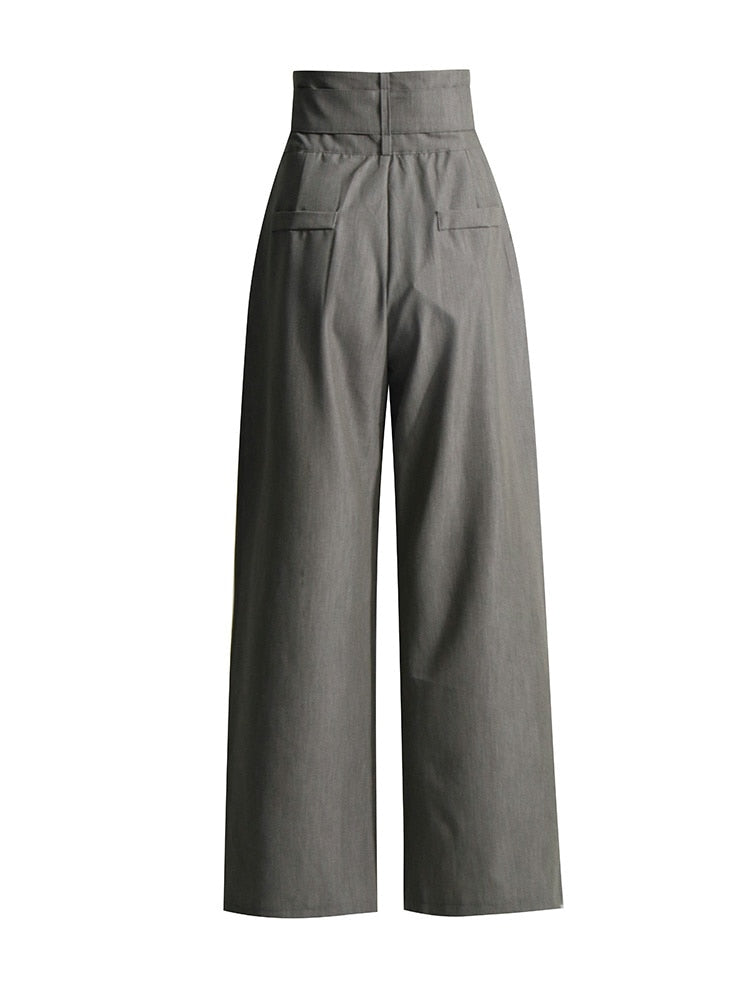 Daily Elegant Pleats Women's High Waist Wide Leg Trousers