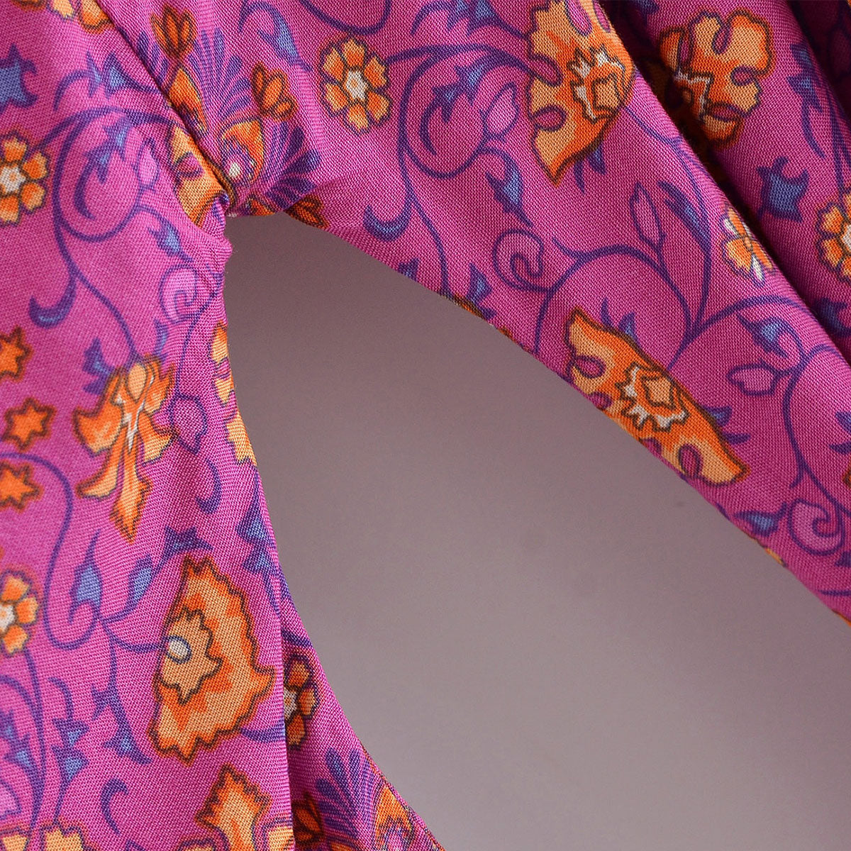 Forever Fuchsia Boho Floral Print Short Robe