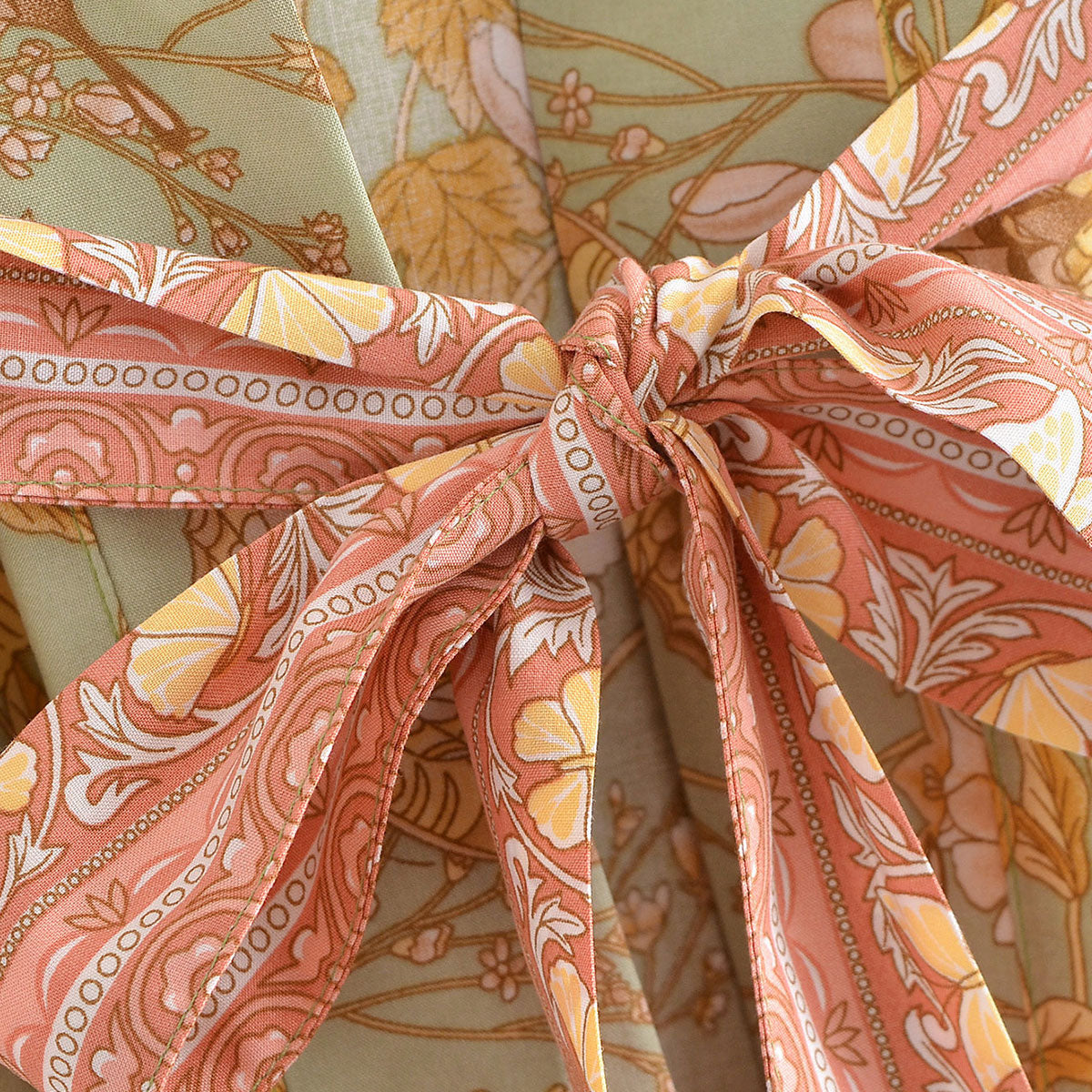 Mystic Green Butterfly Boho Floral Print Short Robe