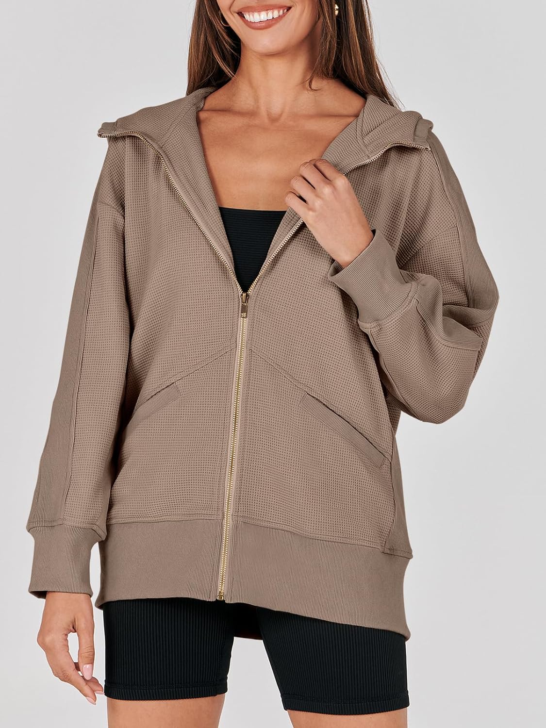 Waffle Knit Casual Jackets Outerwear