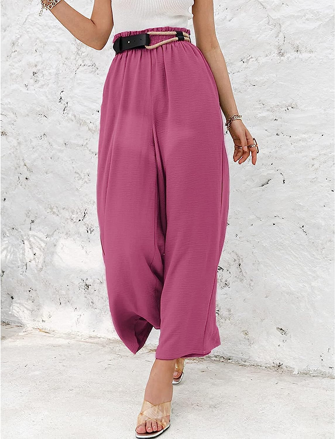 Women High Waisted Straight Wide Leg Pants