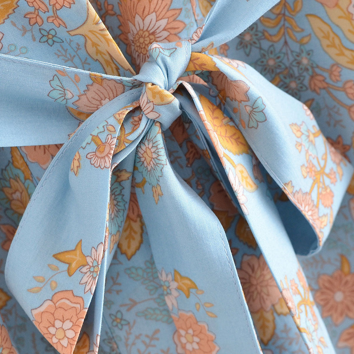 Enchanted Blue Boho Floral Print Maxi Robe