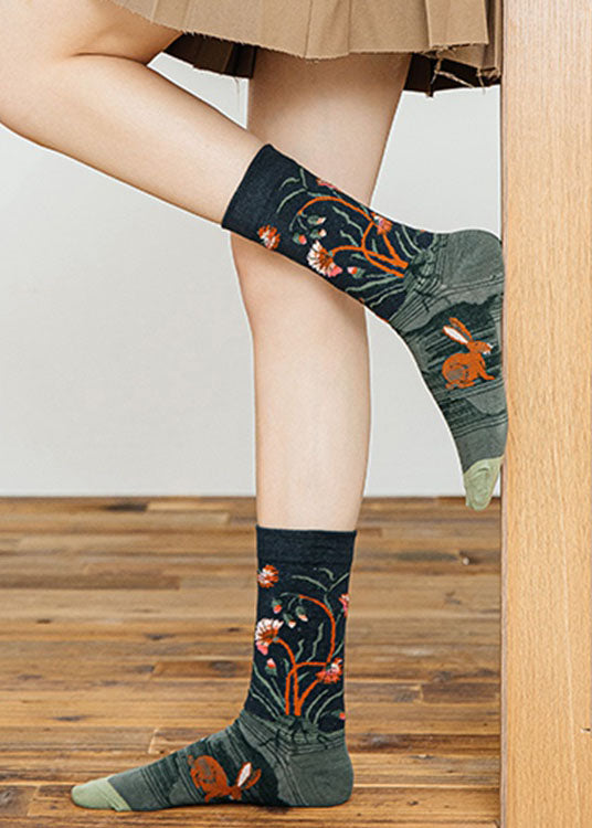 Classy Fashion pattern Jacquard Cotton Crew Socks