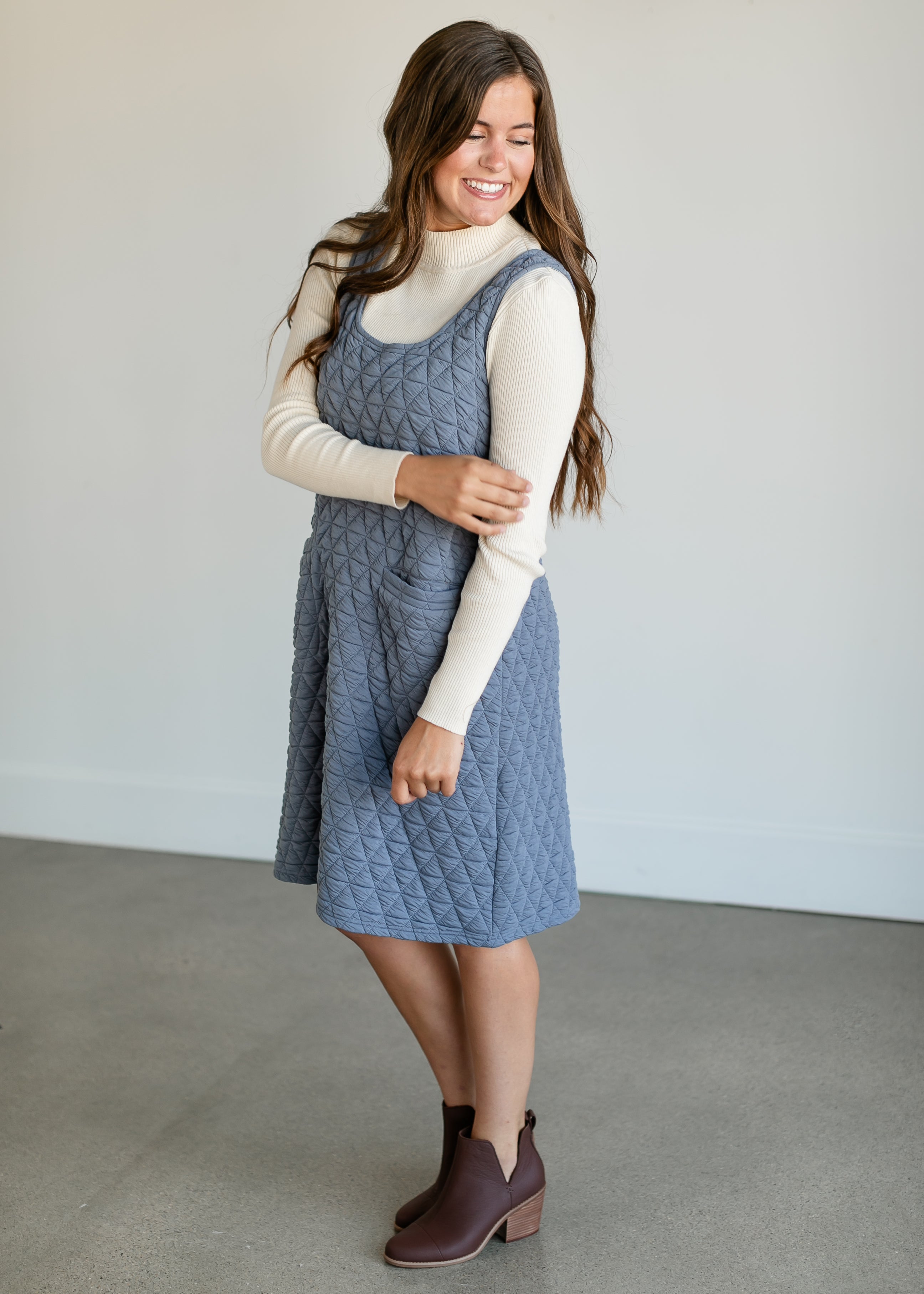 Quilted Knit Tank Midi Dress