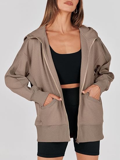 Waffle Knit Casual Jackets Outerwear