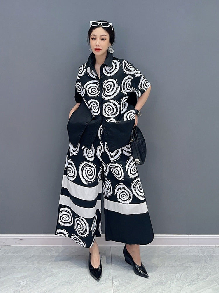 Casual Chic Blouse & Wide Leg Pants 2-Piece Set