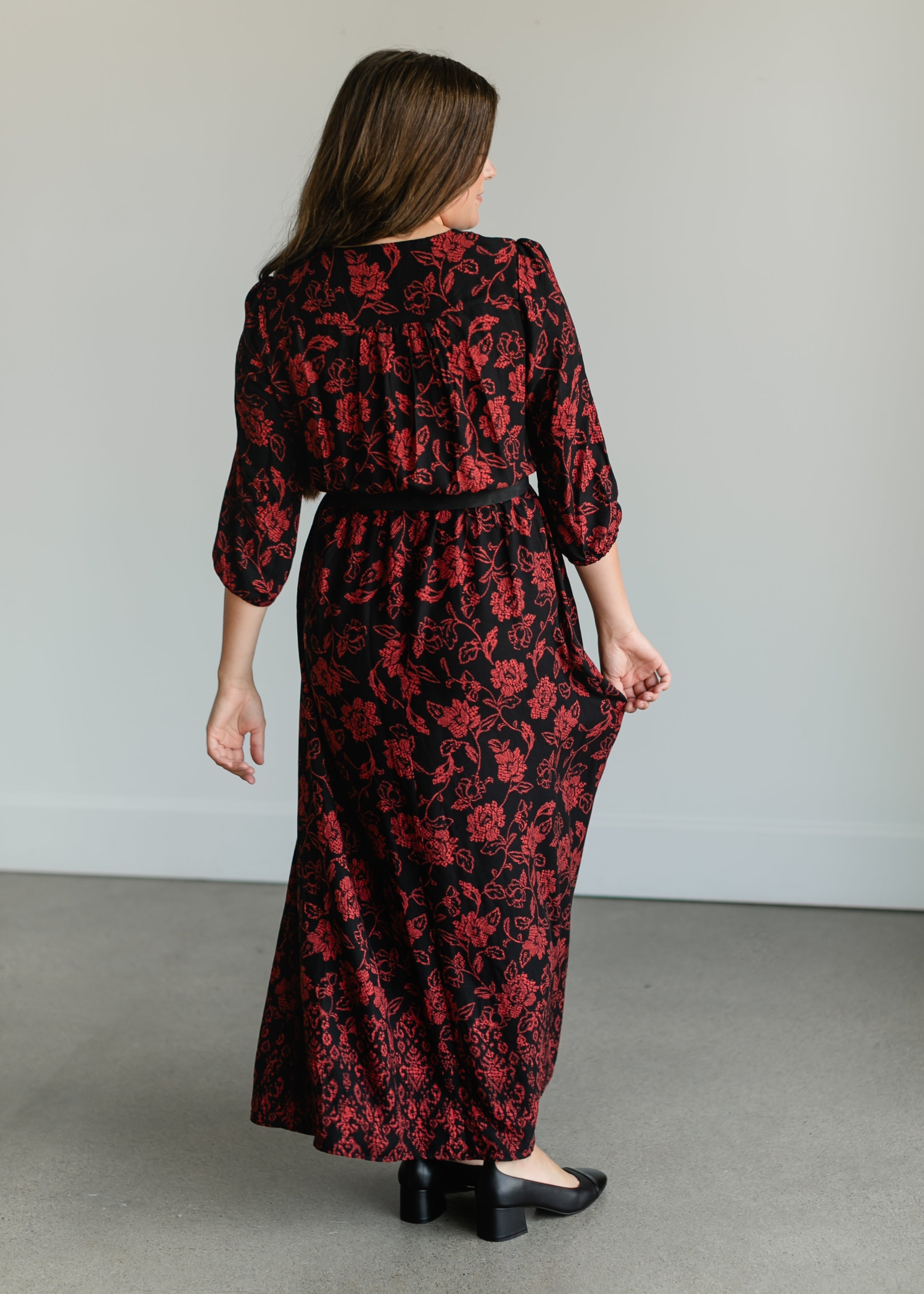 Red Floral Wrap Maxi Dress - FINAL SALE