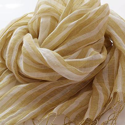 Yellow striped French scarf spring and summer sunscreen women and men shawls fringed thin women