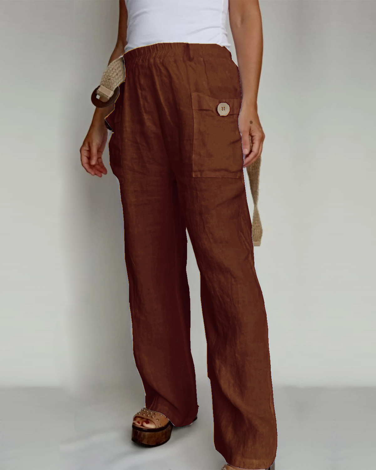 Loose cotton and linen casual pants home harem trousers