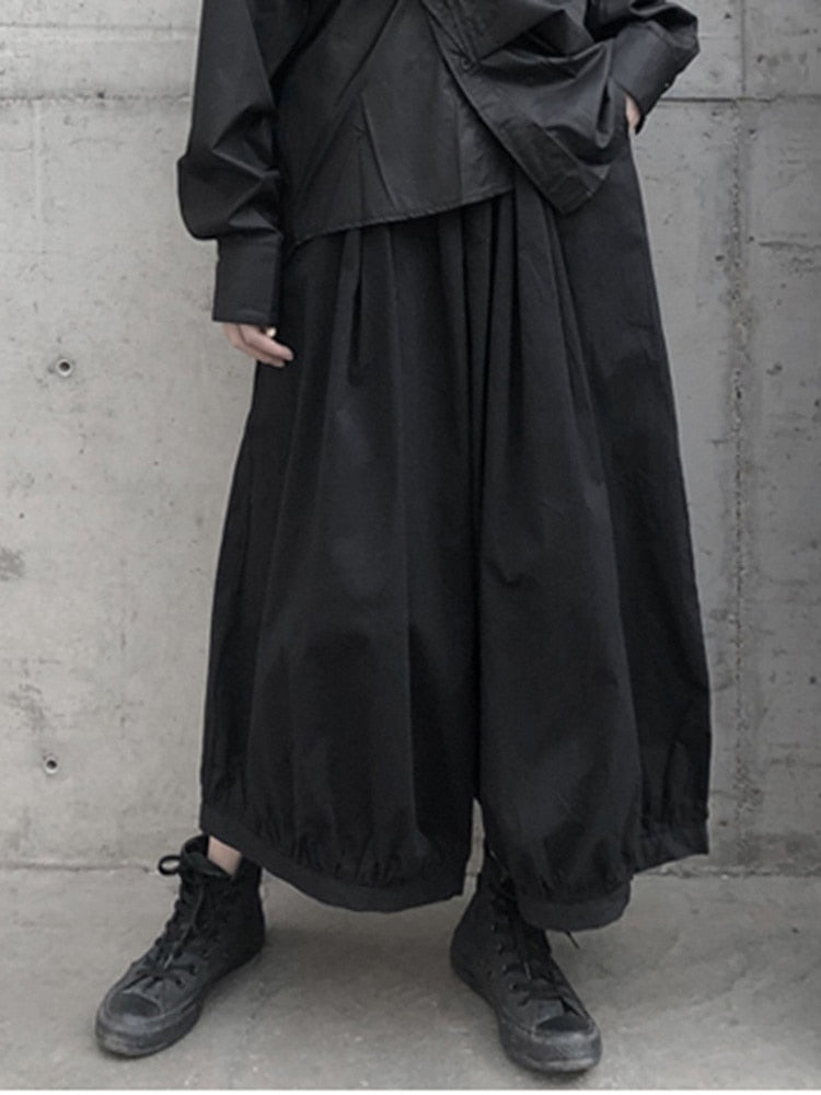 Classic Comfort Black Wide Leg Elastic Waist Pants