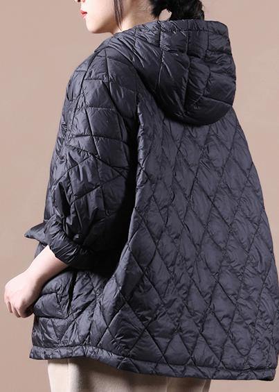 2022 Loose Fitting Winter Puffer Jacket Hooded Black Down Coat