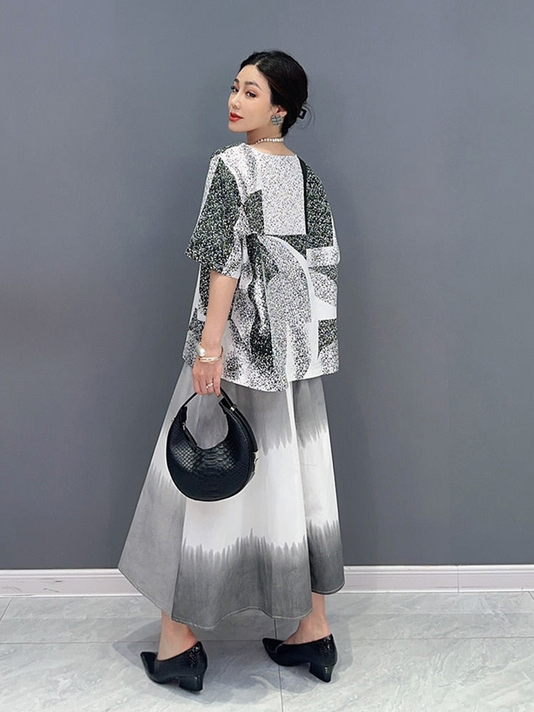 New Everyday Comfortable Chic Top & Skirt 2-Piece Set