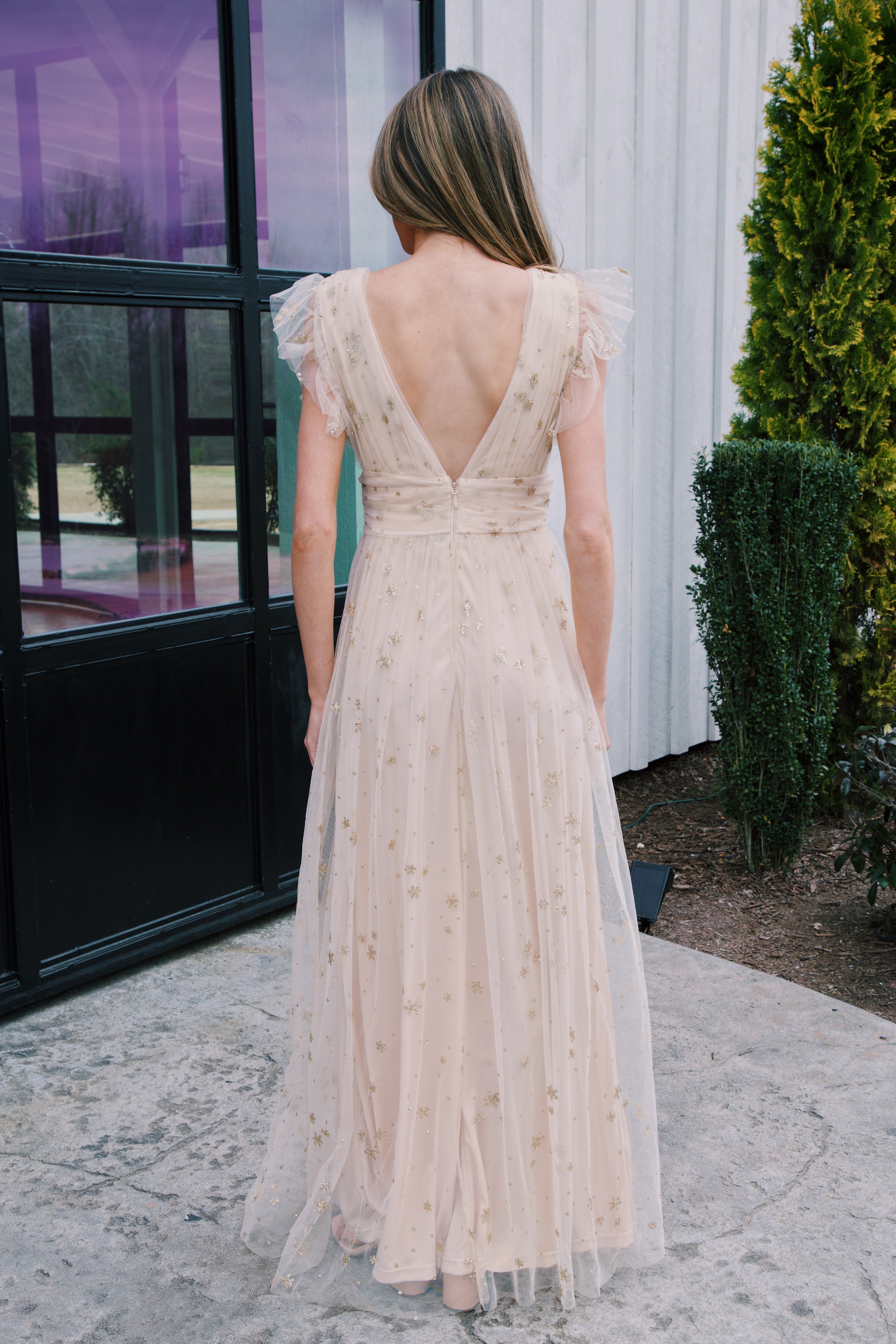 Isadora Glitter Maxi Dress, Gold