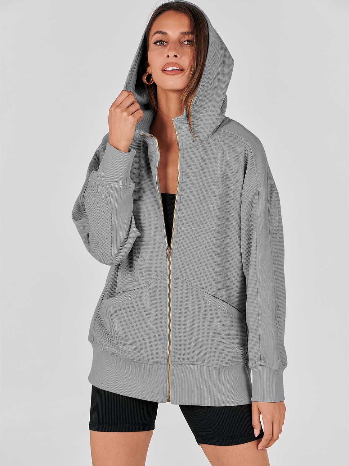 Waffle Knit Casual Jackets Outerwear