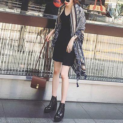 Summer Bikini Swimsuit Outer Blouse Gray Print Beach Vacation Oversized Scarf