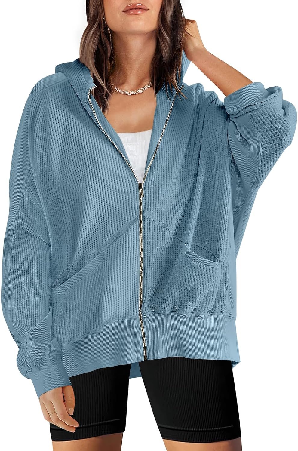 Waffle Knit Casual Jackets Outerwear