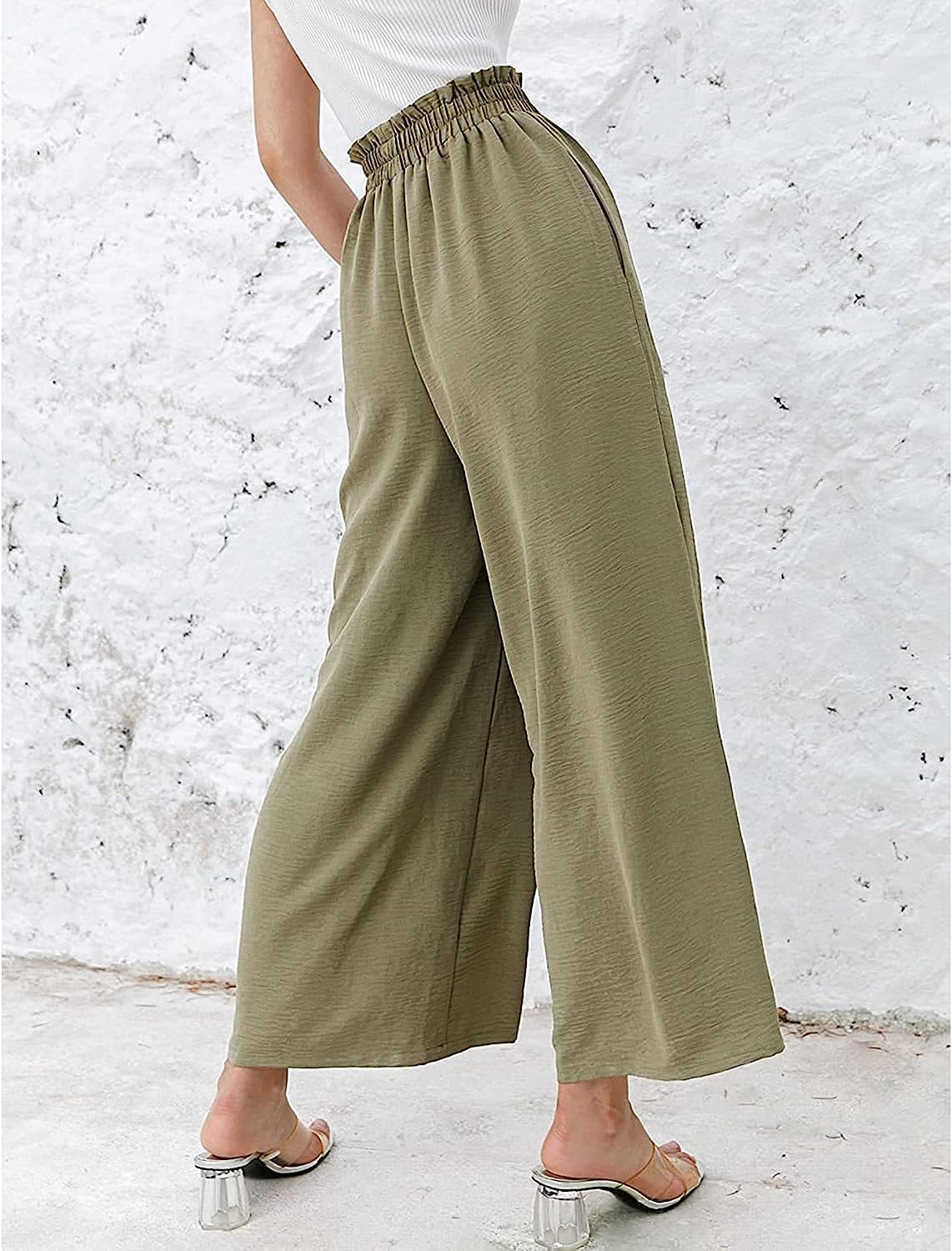 Women High Waisted Straight Wide Leg Pants