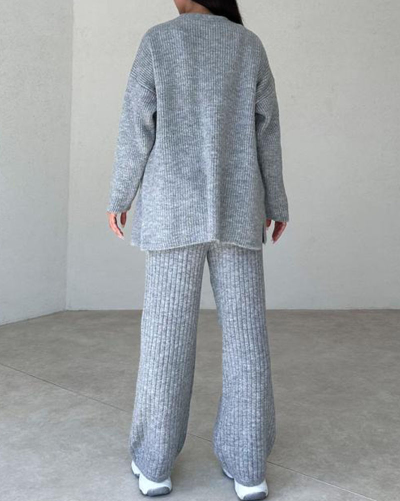 Casual minimalist style knitted three-piece set