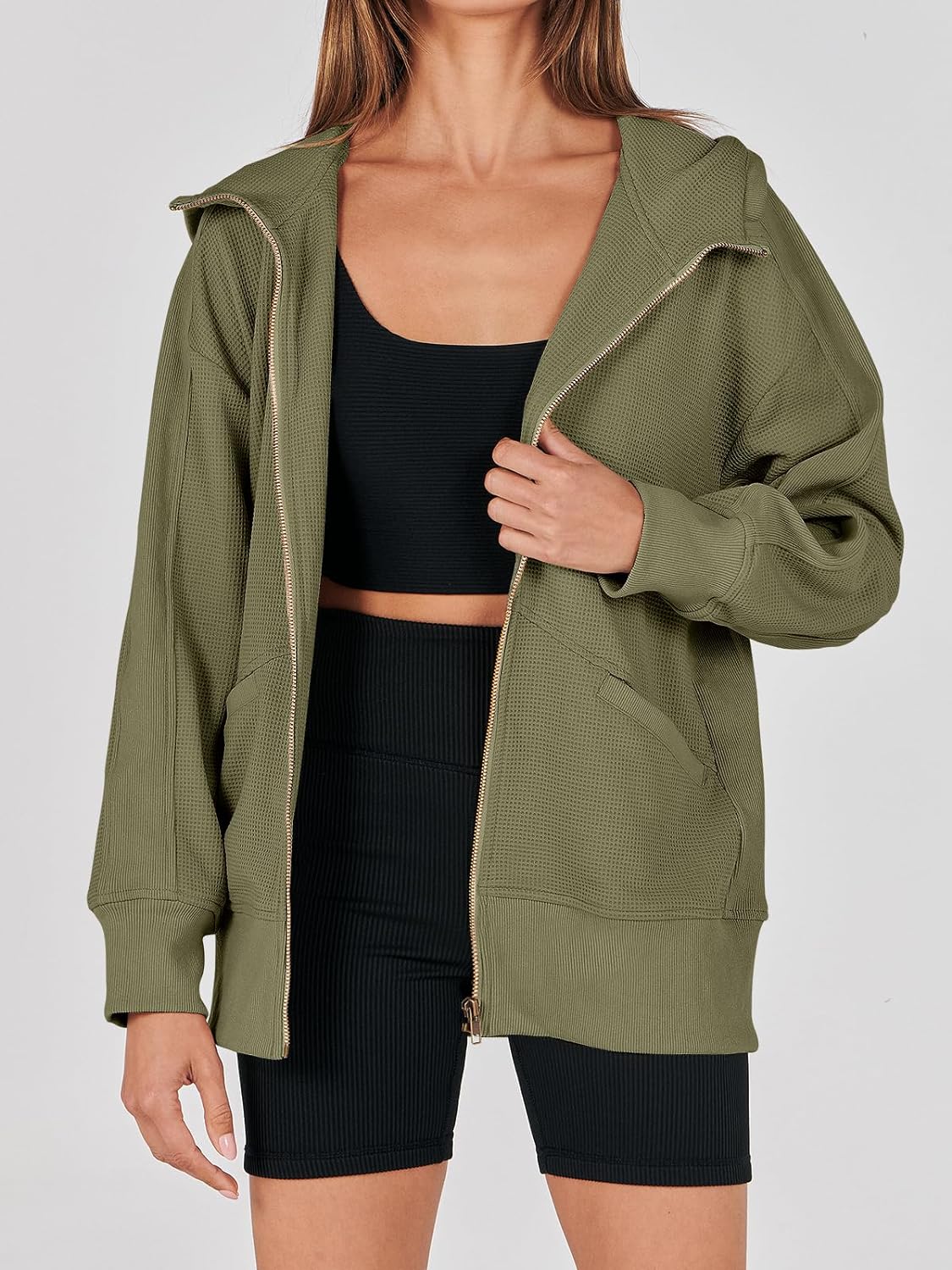 Waffle Knit Casual Jackets Outerwear