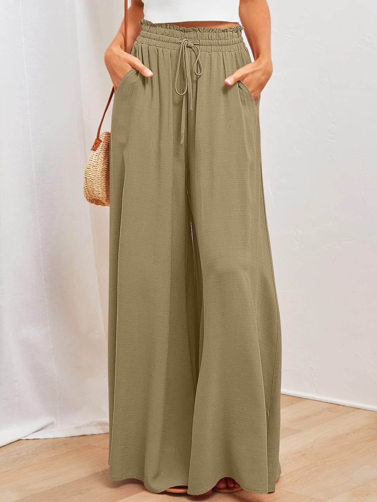 Casual Extra Wide Leg Linen Pants