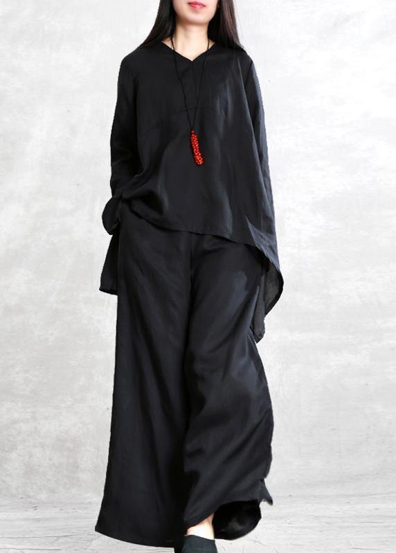 Spring 2021 Tencel suit black large size irregular ladies casual two pieces