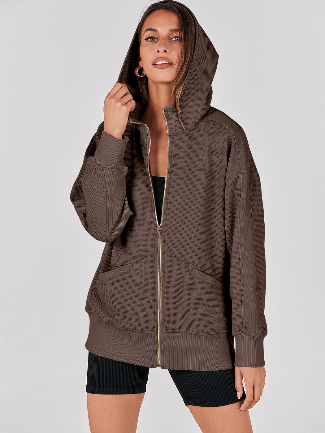 Waffle Knit Casual Jackets Outerwear