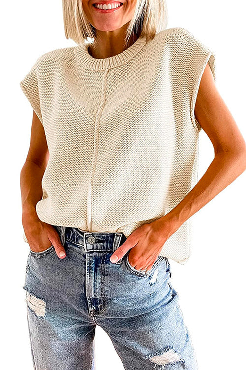 Trixiedress Crewneck Cap Sleeves Pullover Sweater