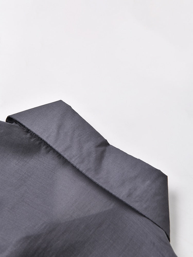 Elegant Lightweight Charcoal Gray 2-Piece Set - Classy Blouse & Long Skirt