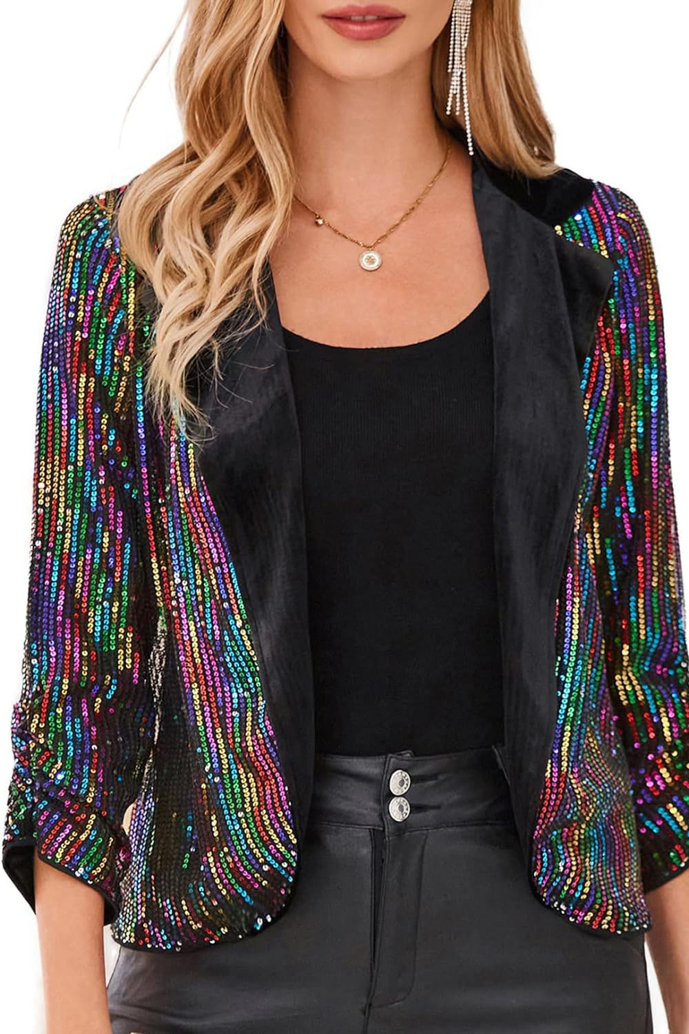 Women's Casual Drawstring Blazer Cotton Cardigan