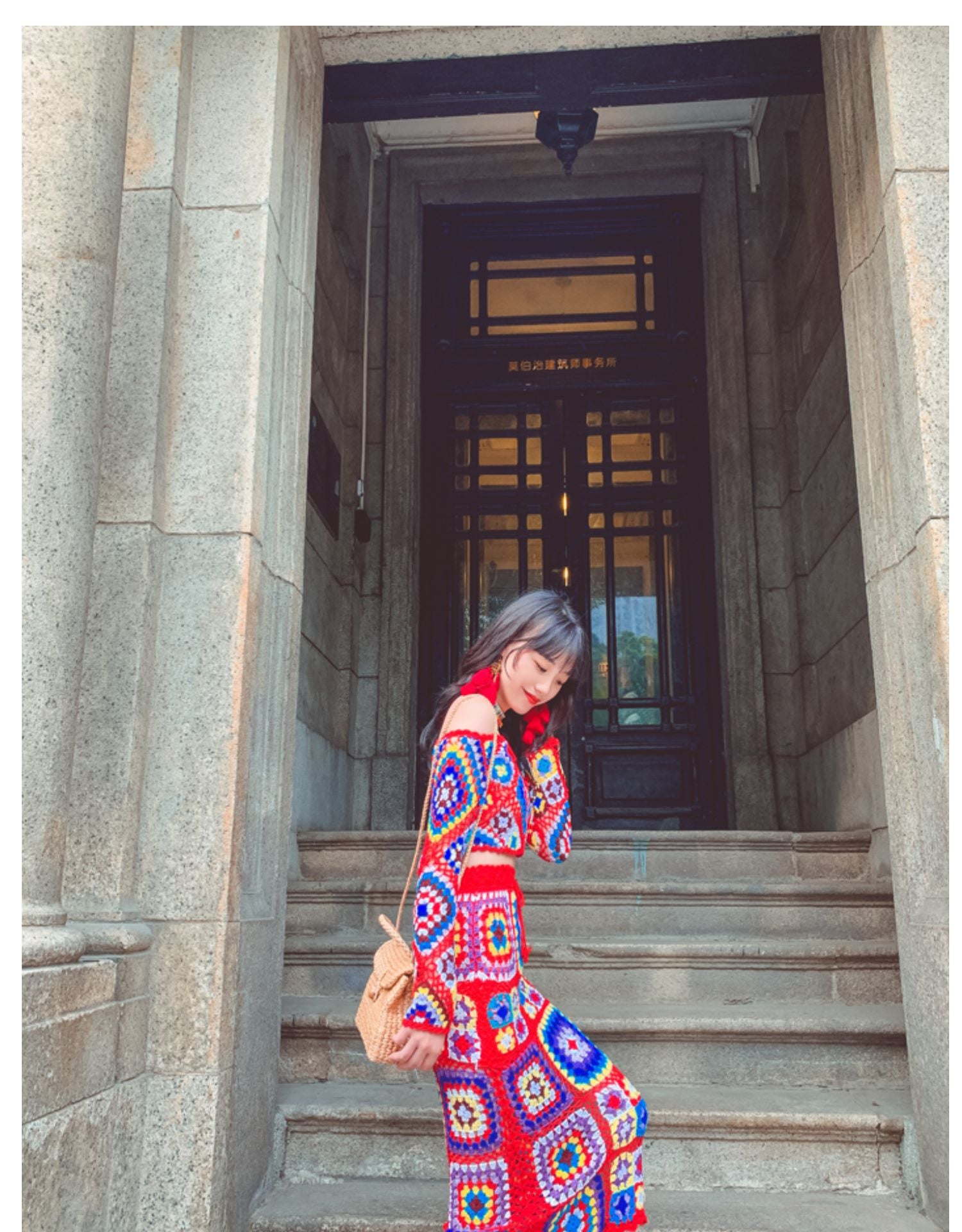 Handmade See Through Knit Crop Top & Midi Skirt 2-Piece Set