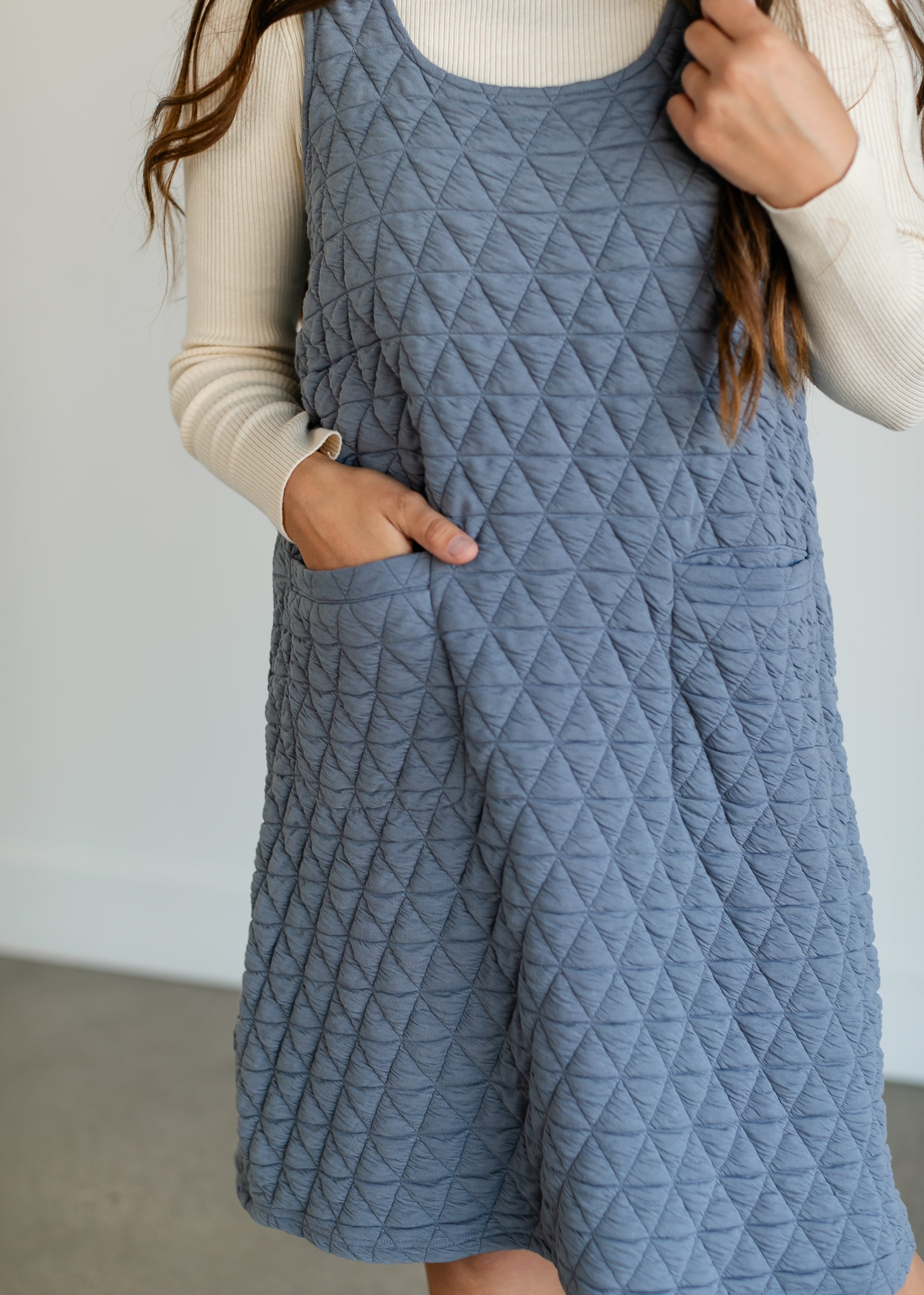 Quilted Knit Tank Midi Dress