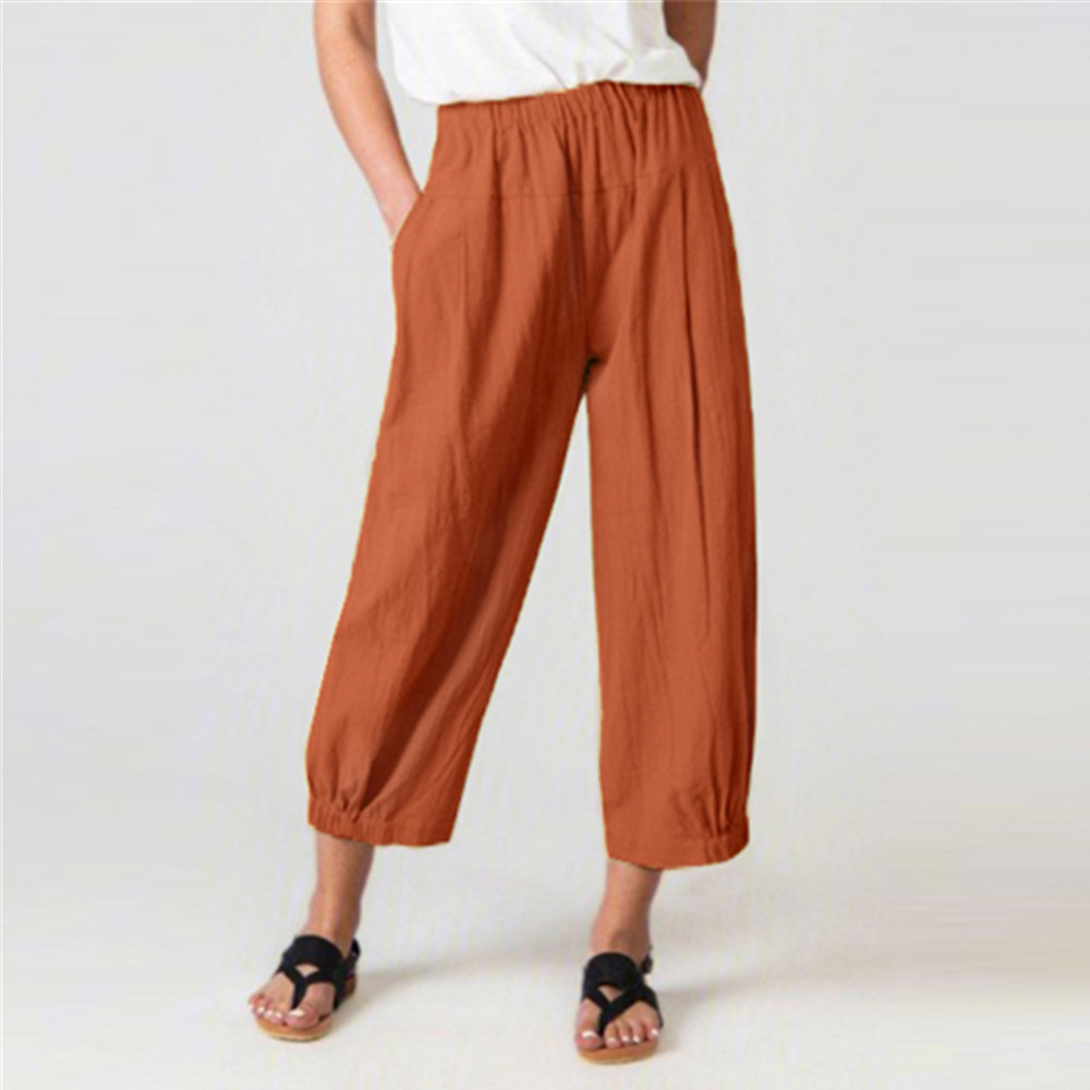 WOMEN'S SUMMER CAPRI WIDE LEG FLOWER PANTS