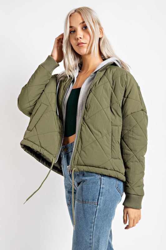 Between Us Jacket in Olive/Grey