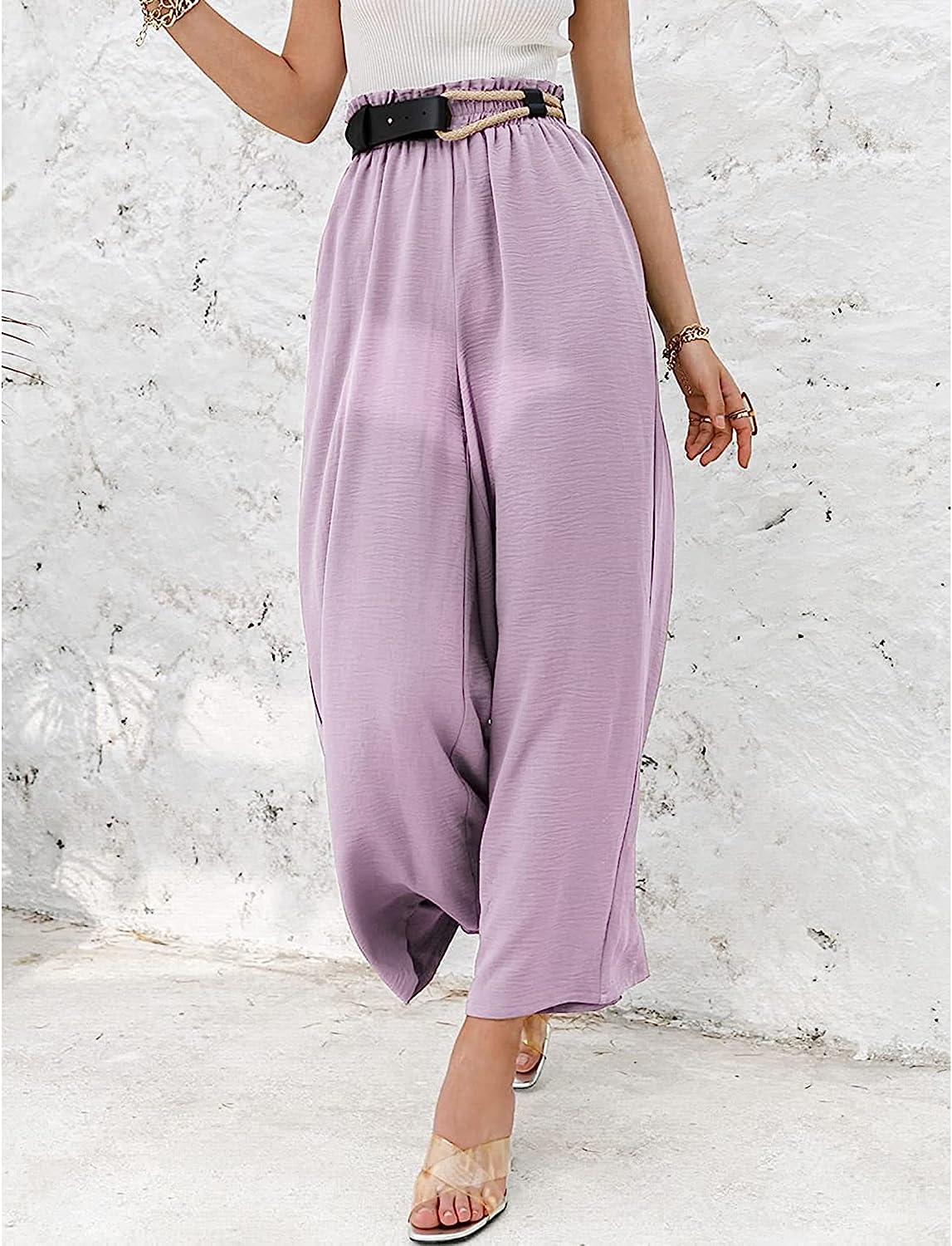 Women High Waisted Straight Wide Leg Pants