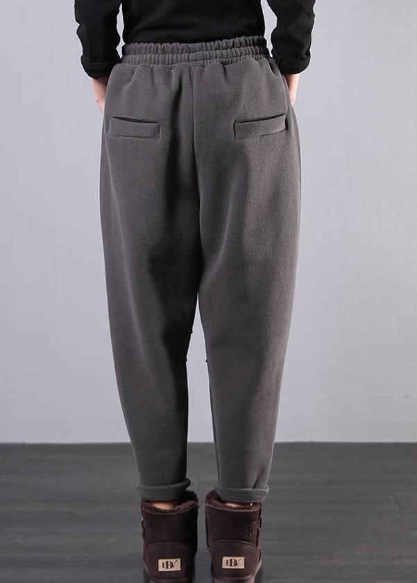 Simple gray women pants plus size clothing elastic waist drawstring Photography trousers