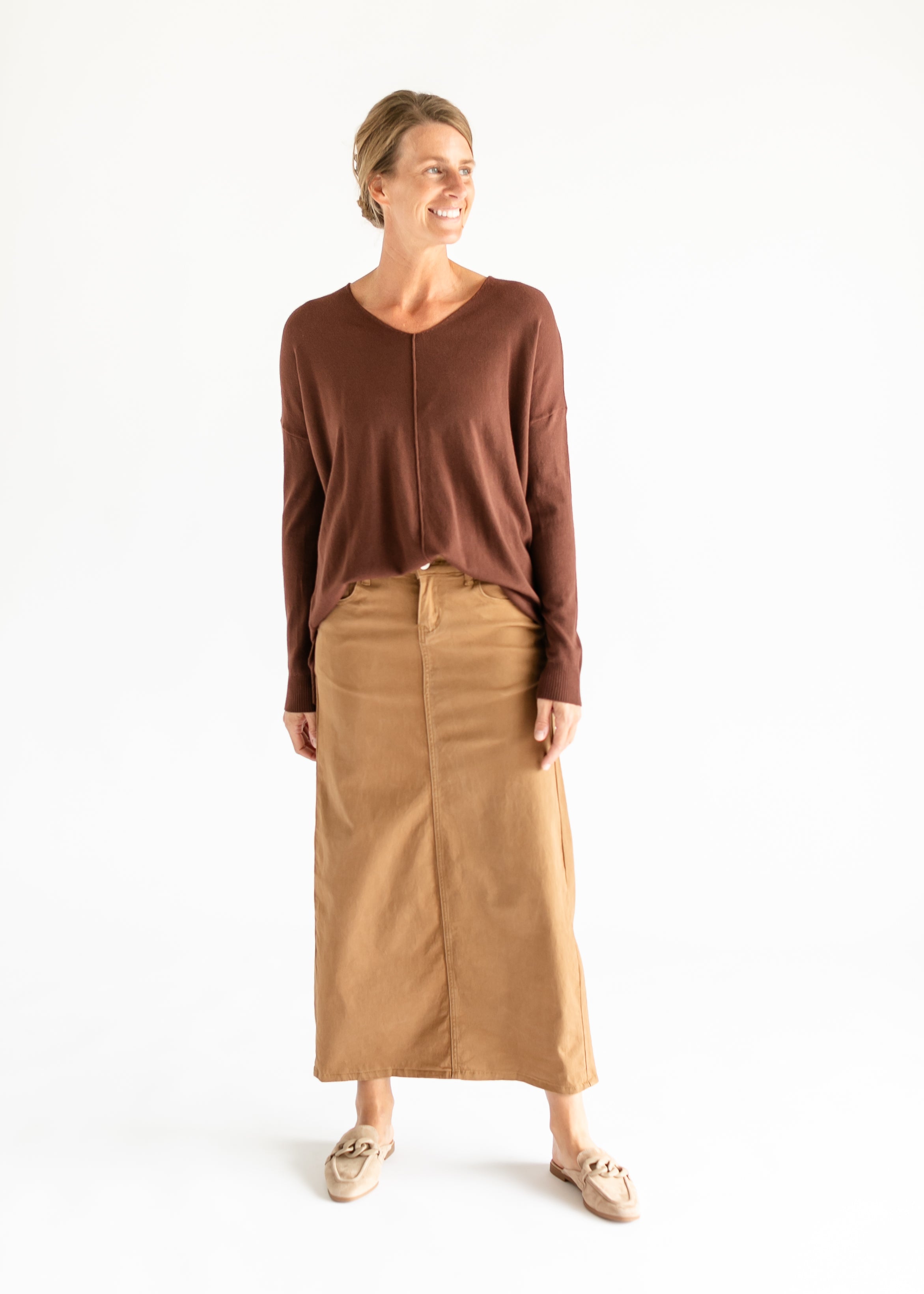 Stella Toasted Coconut Denim Maxi Skirt