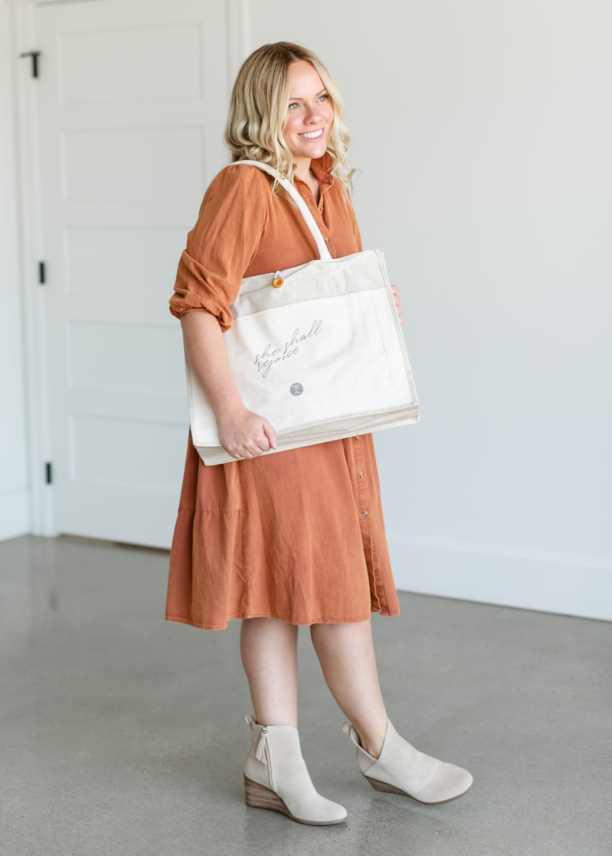 Collared Denim Midi Shirt Dress