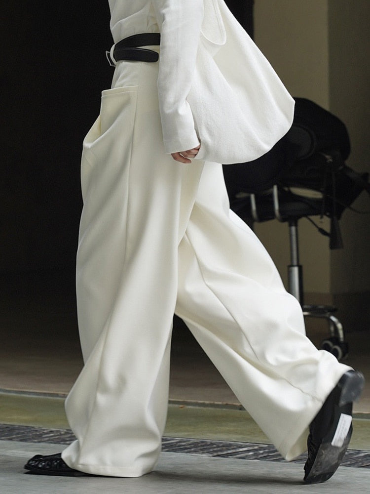 High-End Classy Elastic Waist Wide Leg Pants