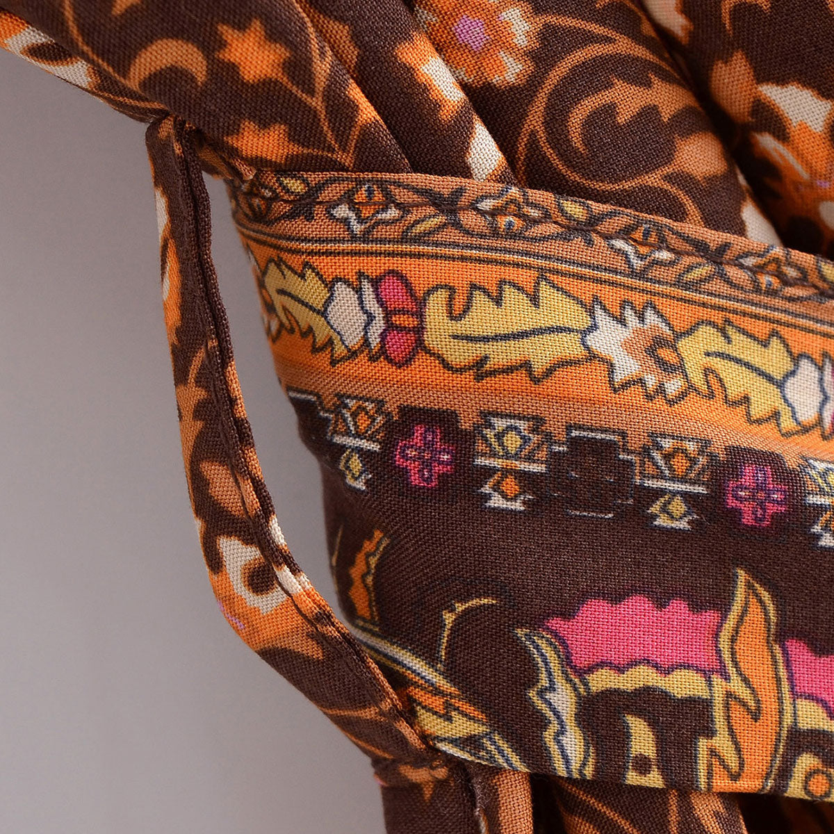 Espresso Brown Boho Floral Print Short Robe