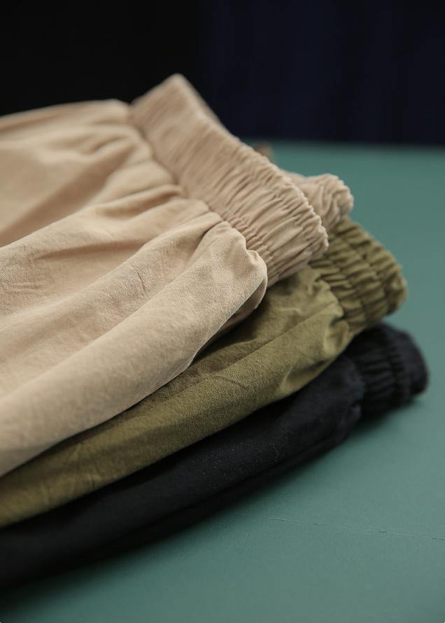 Organic Black Elastic Waist hot pants Summer