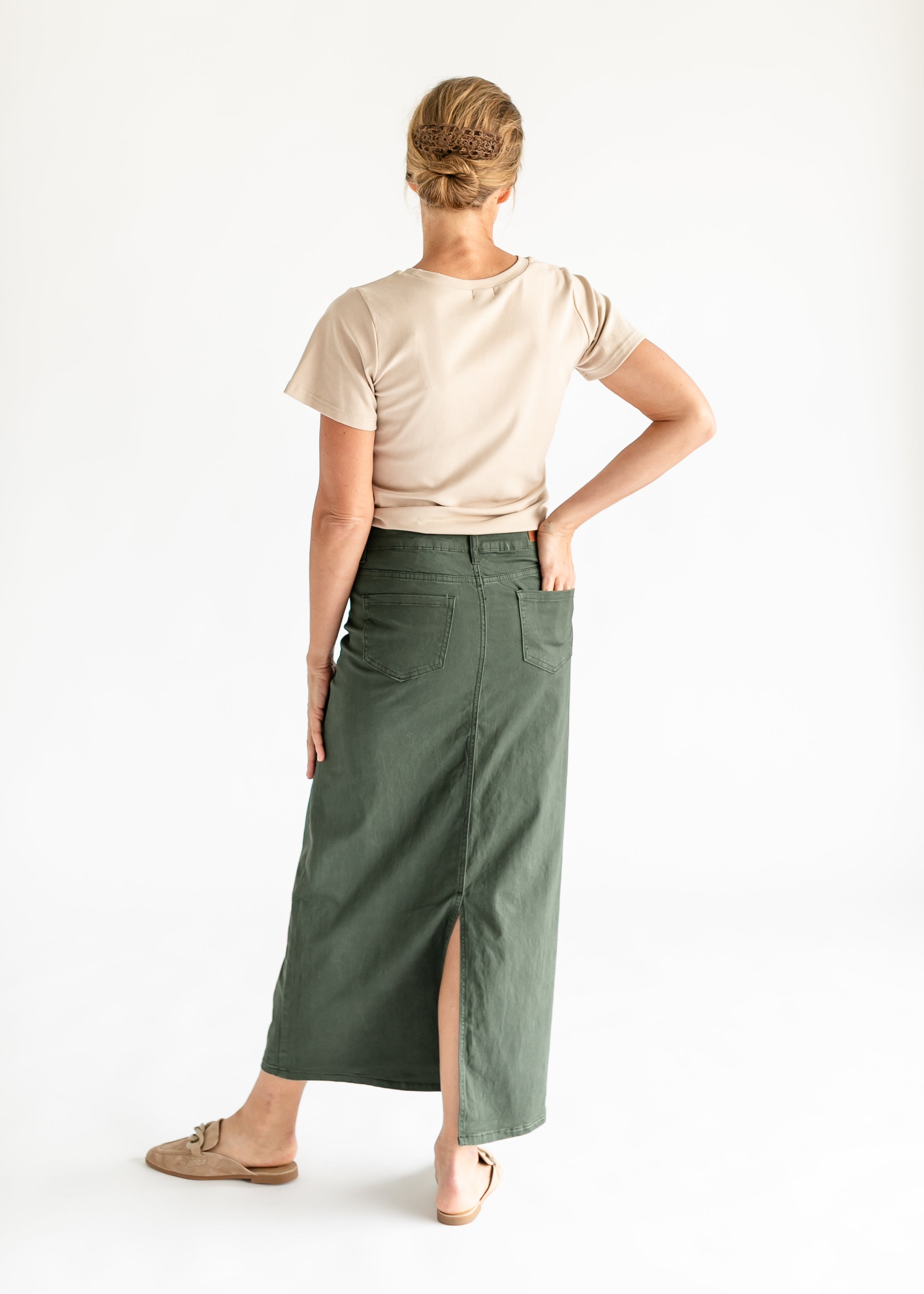 Stella Olive Branch Denim Maxi Skirt