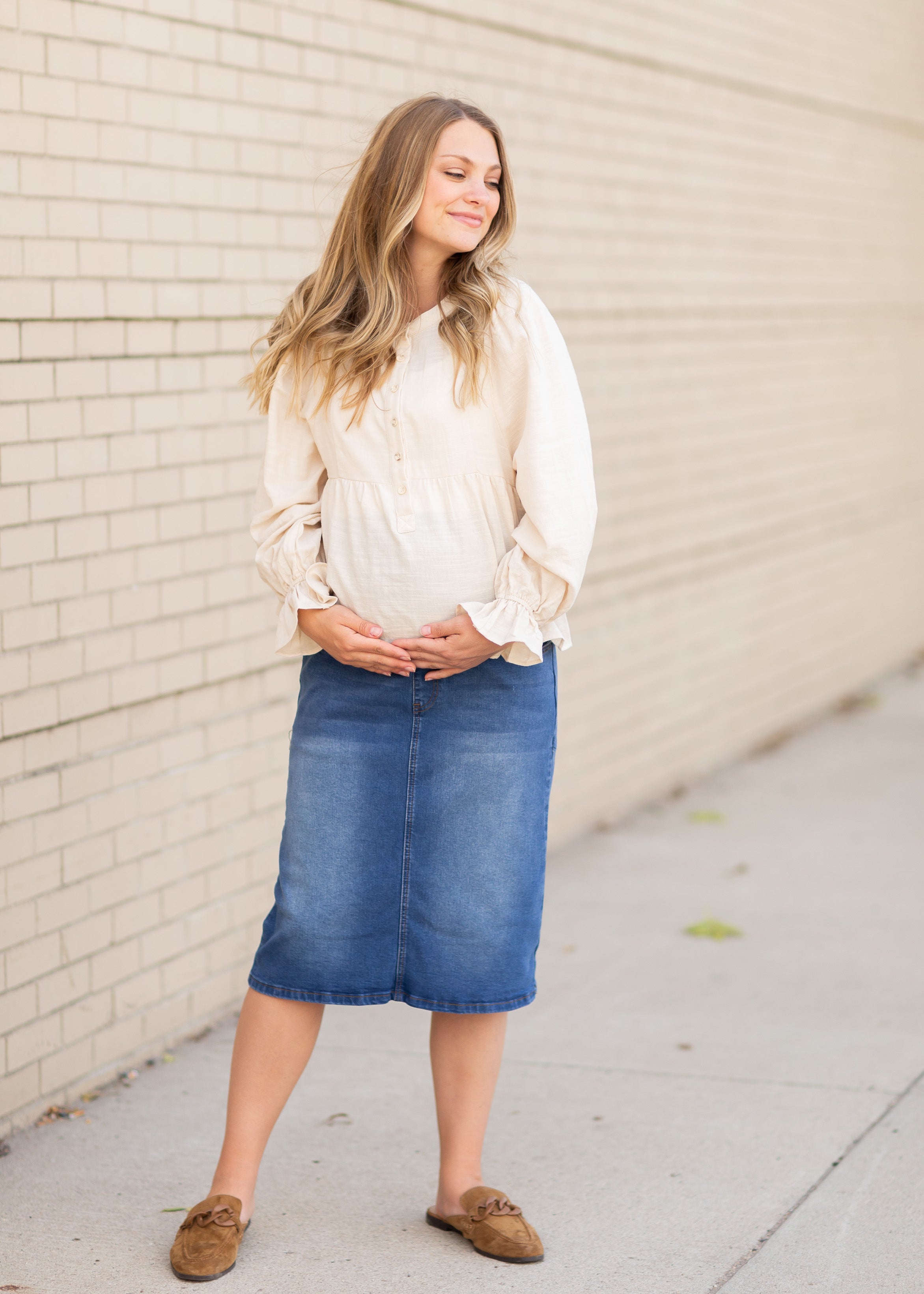 Remi Maternity Denim Midi Skirt