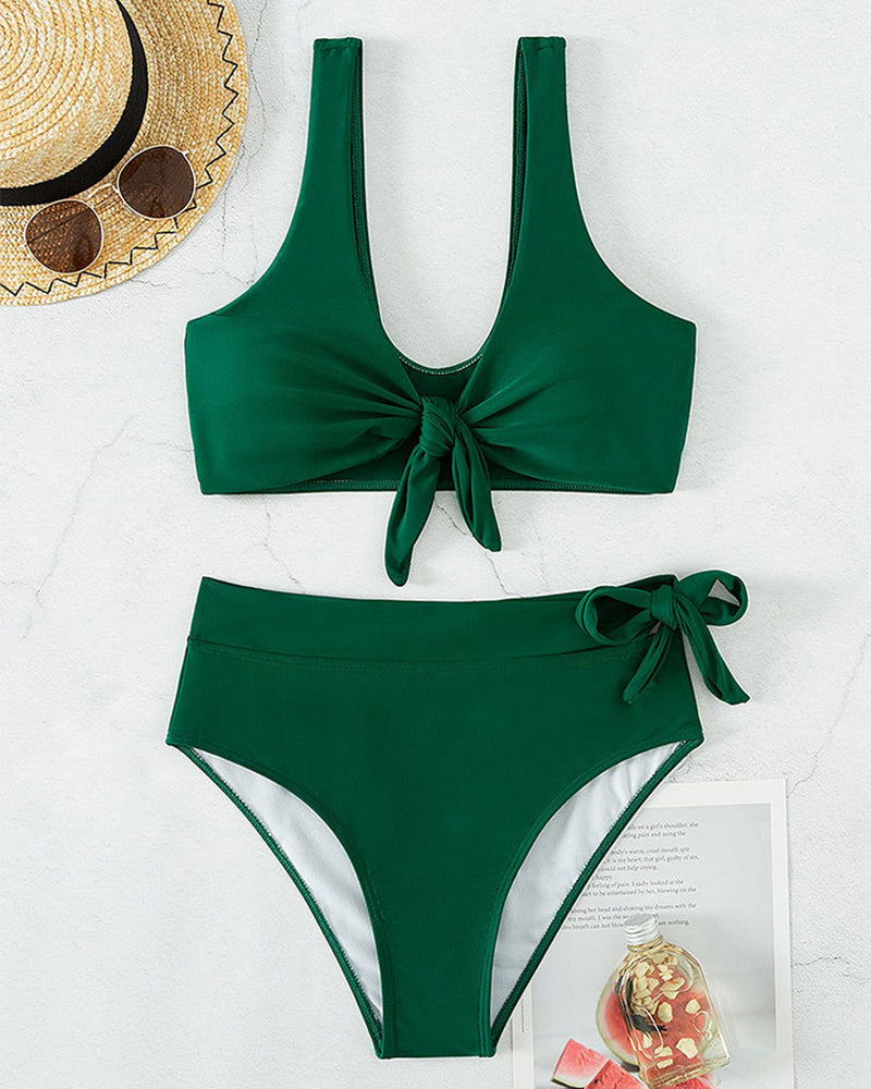 Twist Knot Bikini Sets High Waist Triangle Bottom Swimwear