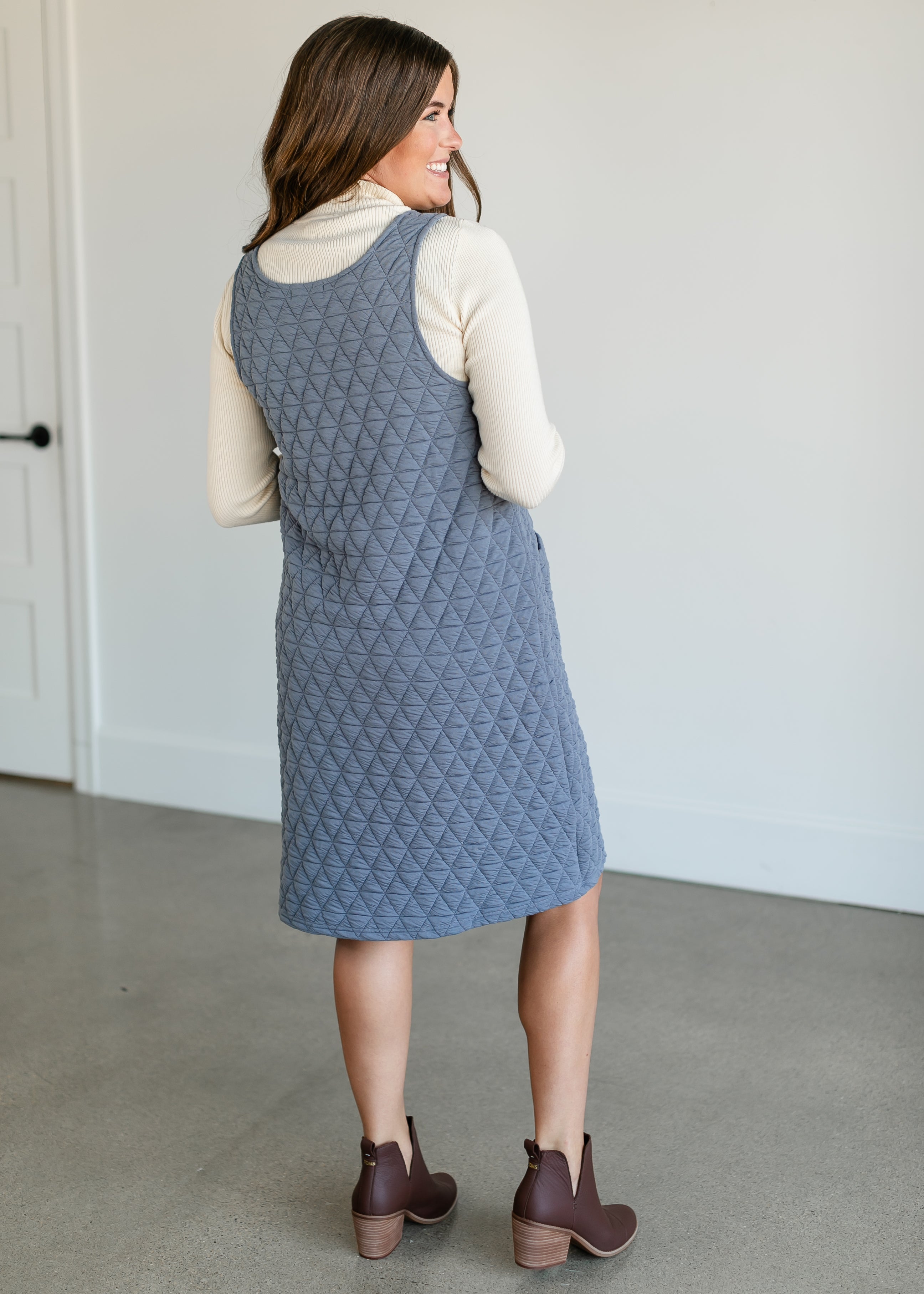 Quilted Knit Tank Midi Dress