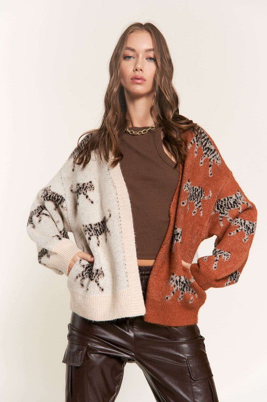 Wildly Cozy Cardigan in Camel/ Cream